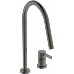 Kitchen tap Deck-mounted material: Brass, color: Grey surface: Brushed Deck-mounted