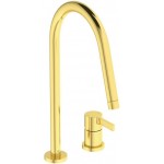 Kitchen tap Deck-mounted material: Brass, color: Gold surface: Brushed Deck-mounted