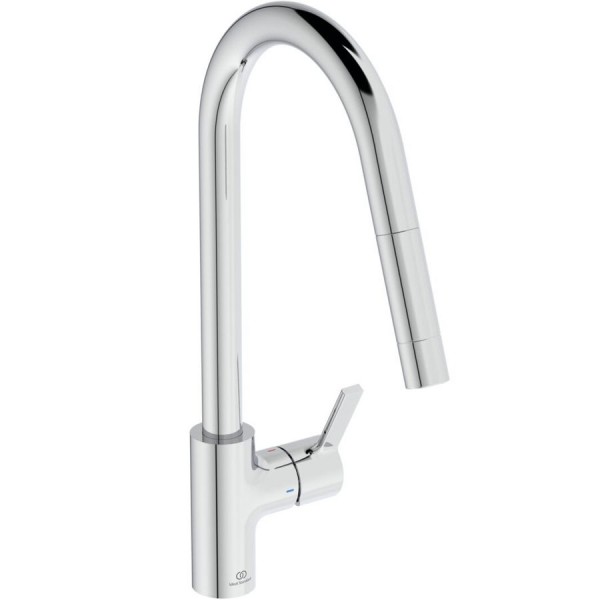 Kitchen tap Deck-mounted material: Brass with shower, color: Chrome surface: Glossy Deck-mounted Kitchen tap Deck-mounted material: Brass with shower, color: Chrome surface: Glossy Deck-mounted