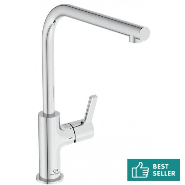 Kitchen tap Deck-mounted material: Brass L-Spout, color: Chrome surface: Glossy Deck-mounted