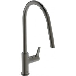 Kitchen tap Deck-mounted material: Brass, color: Grey surface: Brushed Deck-mounted