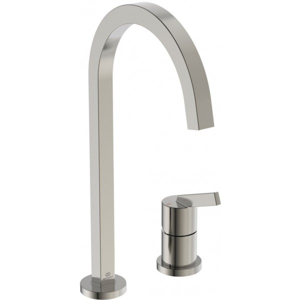 Kitchen tap Deck-mounted material: Brass, color: Chrome surface: Brushed Deck-mounted Kitchen tap Deck-mounted material: Brass, color: Chrome surface: Brushed Deck-mounted