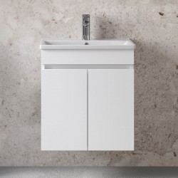 Βάση επίπλου με νιπτήρα 55x33x60 από ξύλο συνθετικό επίτοιχου τύπου με 1 νιπτήρα, χρώμα: Λευκό Βάσεις επίπλου με νιπτήρα