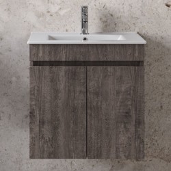 Furniture base with washbasin 55x33x60 material: Wood composite 1 basin wall mounted, color: Wood Grey Cabinets with wash basin