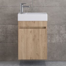 Βάση επίπλου με νιπτήρα 45x26x60 από ξύλο συνθετικό επίτοιχου τύπου με 1 νιπτήρα walnut, χρώμα: Ξύλο Δρυς Βάσεις επίπλου με νιπτήρα