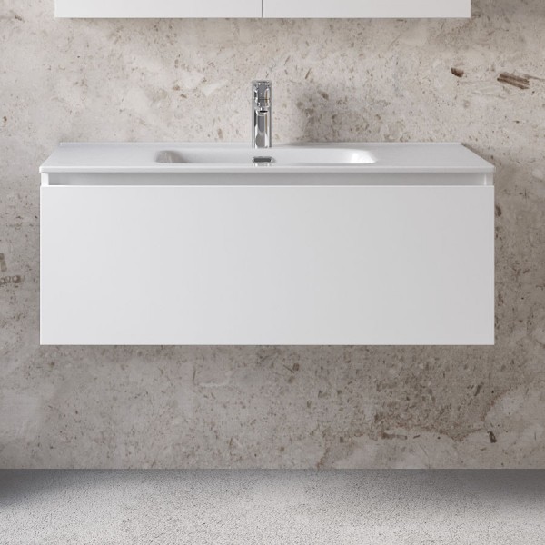 Furniture base with washbasin 81x46x35 material: Wood composite 1 basin wall mounted, color: White Cabinets with wash basin