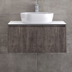 Furniture base with washbasin 81x46x72 material: Wood composite 1 basin wall mounted, color: Wood Grey Cabinets with wash basin