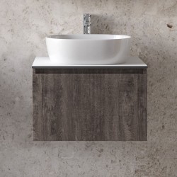 Furniture base with washbasin 61x46x35 material: Wood composite 1 basin wall mounted grey, color: Wood Grey Cabinets with wash basin