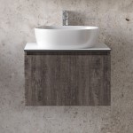 Furniture base with washbasin 61x46x35 material: Wood composite 1 basin wall mounted grey, color: Wood Grey Cabinets with wash basin