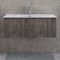Furniture base with washbasin 101x46x35 material: Wood composite 1 basin wall mounted, color: Wood Grey Cabinets with wash basin