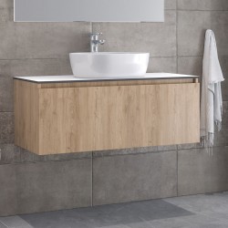 Furniture base with washbasin 101x46x35 material: Wood composite 1 basin wall mounted walnut, color: Wood Oak Cabinets with wash basin