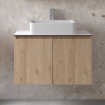 Furniture base with washbasin 81x46x50 material: Wood composite 1 basin wall mounted walnut, color: Wood Oak