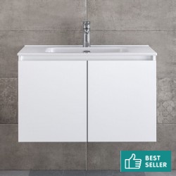 Furniture base with washbasin 81x46x50 material: Wood composite 1 basin wall mounted, color: White Cabinets with wash basin