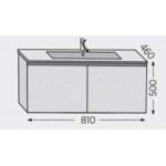 Furniture base with washbasin 81x46x50 material: Wood composite 1 basin wall mounted, color: Wood Grey Furniture base with washbasin 81x46x50 material: Wood composite 1 basin wall mounted, color: Wood Grey