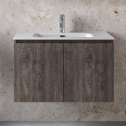 Furniture base with washbasin 81x46x50 material: Wood composite 1 basin wall mounted, color: Wood Grey