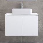 Furniture base with washbasin 81x46x50 material: Wood composite 1 basin wall mounted, color: White Furniture base with washbasin 81x46x50 material: Wood composite 1 basin wall mounted, color: White