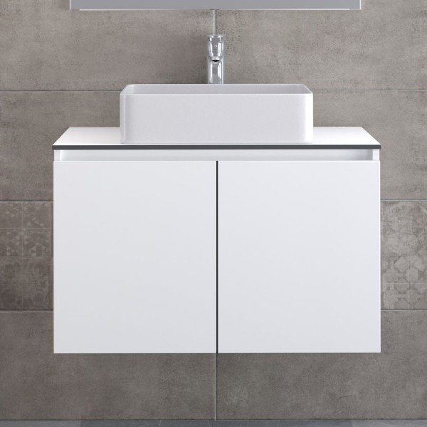 Furniture base with washbasin 81x46x50 material: Wood composite 1 basin wall mounted, color: White Furniture base with washbasin 81x46x50 material: Wood composite 1 basin wall mounted, color: White