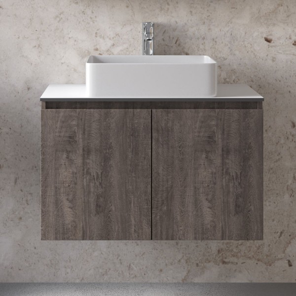 Furniture base with washbasin 81x46x50 material: Wood composite 1 basin wall mounted grey, color: Wood Grey Furniture base with washbasin 81x46x50 material: Wood composite 1 basin wall mounted grey, color: Wood Grey