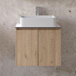 Furniture base with washbasin 61x46x50 material: Wood composite 1 basin wall mounted walnut, color: Wood Oak