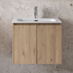 Furniture base with washbasin 61x46x50 material: Wood composite 1 basin wall mounted walnut, color: Wood Oak