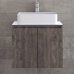 Furniture base with washbasin 61x46x50 material: Wood composite 1 basin wall mounted grey, color: Wood Grey