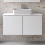 Furniture base with washbasin 101x46x50 material: Wood composite 1 basin wall mounted, color: White Furniture base with washbasin 101x46x50 material: Wood composite 1 basin wall mounted, color: White