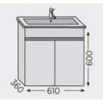 Furniture base with washbasin 61x36x60 material: Wood composite 1 basin wall mounted grey, color: Wood Grey Cabinets with wash basin