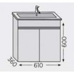Furniture base with washbasin 61x36x60 material: Wood composite 1 basin wall mounted walnut, color: Wood Oak Cabinets with wash basin