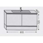 Furniture base with washbasin 61x46x72 material: Wood composite 1 basin countertop walnut, color: Wood Oak Cabinets with wash basin