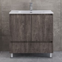 Furniture base with washbasin 81x46x72 material: Wood composite 1 basin countertop, color: Wood Grey Cabinets with wash basin
