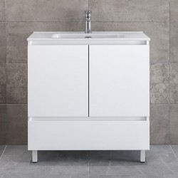 Furniture base with washbasin 81x46x72 material: Wood composite 1 basin countertop, color: White Cabinets with wash basin