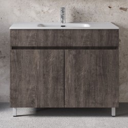 Furniture base with washbasin 101x46x72 material: Wood composite 1 basin countertop, color: Wood Grey