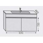 Furniture base with washbasin 101x46x72 material: Wood composite 1 basin countertop walnut, color: Wood Oak