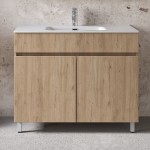 Furniture base with washbasin 101x46x72 material: Wood composite 1 basin countertop walnut, color: Wood Oak