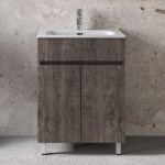 Furniture base with washbasin 61x46x72 material: Wood composite 1 basin countertop grey, color: Wood Grey