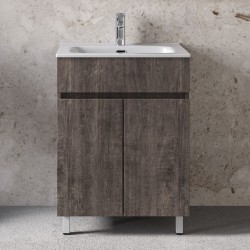 Furniture base with washbasin 61x46x72 material: Wood composite 1 basin countertop grey, color: Wood Grey