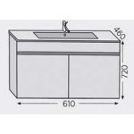 Furniture base with washbasin 61x46x72 material: Wood composite 1 basin countertop walnut, color: Wood Oak