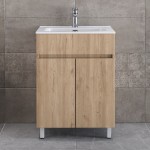 Furniture base with washbasin 61x46x72 material: Wood composite 1 basin countertop walnut, color: Wood Oak