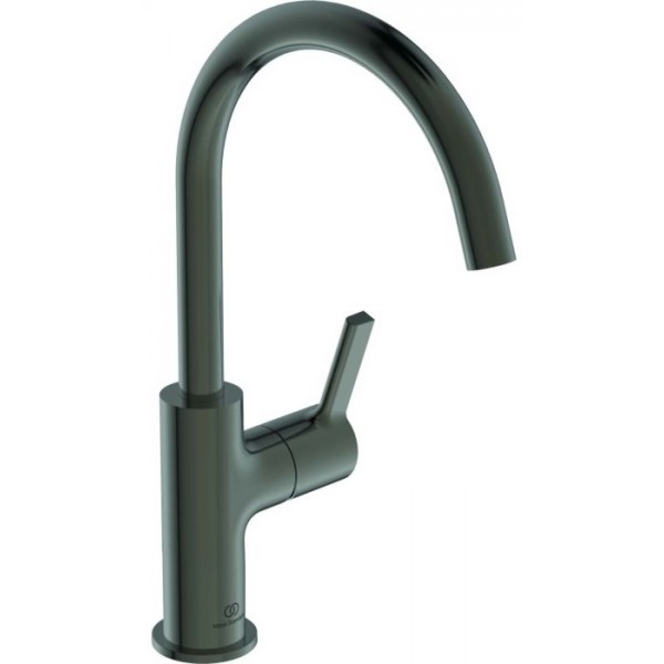 Wash basin tap Deck-mounted L size material: Brass mixer Without waste, color: Grey surface: Brushed Deck-mounted Wash basin tap Deck-mounted L size material: Brass mixer Without waste, color: Grey surface: Brushed Deck-mounted