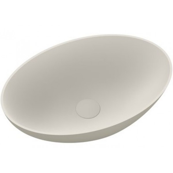 Νιπτήρας ελευθέρας τοποθέτησης 50x33x14,5 από solid surface χωρίς οπή  χωρίς υπερχείλιση OV50, χρώμα: Λευκό/Μπεζ επιφάνεια: Ματ Ελευθέρας τοποθέτησης