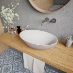 Νιπτήρας ελευθέρας τοποθέτησης 50x33x14,5 από solid surface χωρίς οπή  χωρίς υπερχείλιση OV50, Grey-Beige, χρώμα: Λευκό/Γκρι επιφάνεια: Ματ Ελευθέρας τοποθέτησης