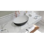 Νιπτήρας ελευθέρας τοποθέτησης 50x33x14,5 από solid surface χωρίς οπή  χωρίς υπερχείλιση OV50, χρώμα: Λευκό/Μαύρο επιφάνεια: Ματ Ελευθέρας τοποθέτησης