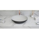 Νιπτήρας ελευθέρας τοποθέτησης 50x33x14,5 από solid surface χωρίς οπή  χωρίς υπερχείλιση OV50, χρώμα: Λευκό/Μαύρο επιφάνεια: Ματ Ελευθέρας τοποθέτησης