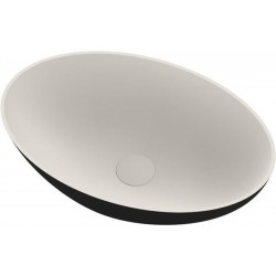Νιπτήρας ελευθέρας τοποθέτησης 50x33x14,5 από solid surface χωρίς οπή  χωρίς υπερχείλιση OV50, χρώμα: Λευκό/Μαύρο επιφάνεια: Ματ Ελευθέρας τοποθέτησης