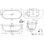 Bathtub Back to Wall 180x80x56 material: Solid Surface surface: Matt, color: White Back to Wall