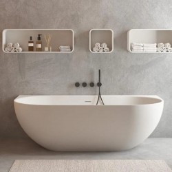 Bathtub Back to Wall 180x80x56 material: Solid Surface surface: Matt, color: White Back to Wall