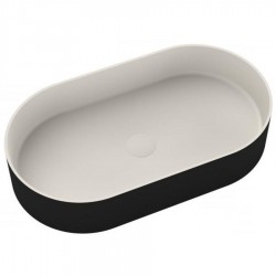 Washbasin Free standing 60x35x12,5 material: Solid Surface Without hole Without overflow, color: White/Black surface: Matt