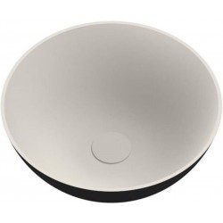 Νιπτήρας ελευθέρας τοποθέτησης 39x39x14,5 από solid surface χωρίς οπή  χωρίς υπερχείλιση, χρώμα: Λευκό/Μαύρο επιφάνεια: Ματ Ελευθέρας τοποθέτησης