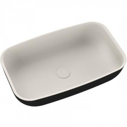 Washbasin Free standing 55x35x13 material: Solid Surface Without hole Without overflow, color: White/Black surface: Matt