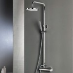 Shower tap with showerpipe and overhead shower Wall-mounted material: Brass mixer, color: Chrome surface: Glossy Wall-mounted exposed with showerpipe and overhead shower Shower tap with showerpipe and overhead shower Wall-mounted material: Brass mixer, color: Chrome surface: Glossy Wall-mounted exposed with showerpipe and overhead shower